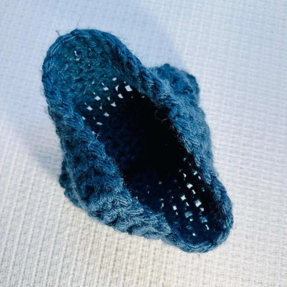Handmade Crochet Baby Beanie Hat Dark Blue Soft Warm Infant Toddler - Hat Winter